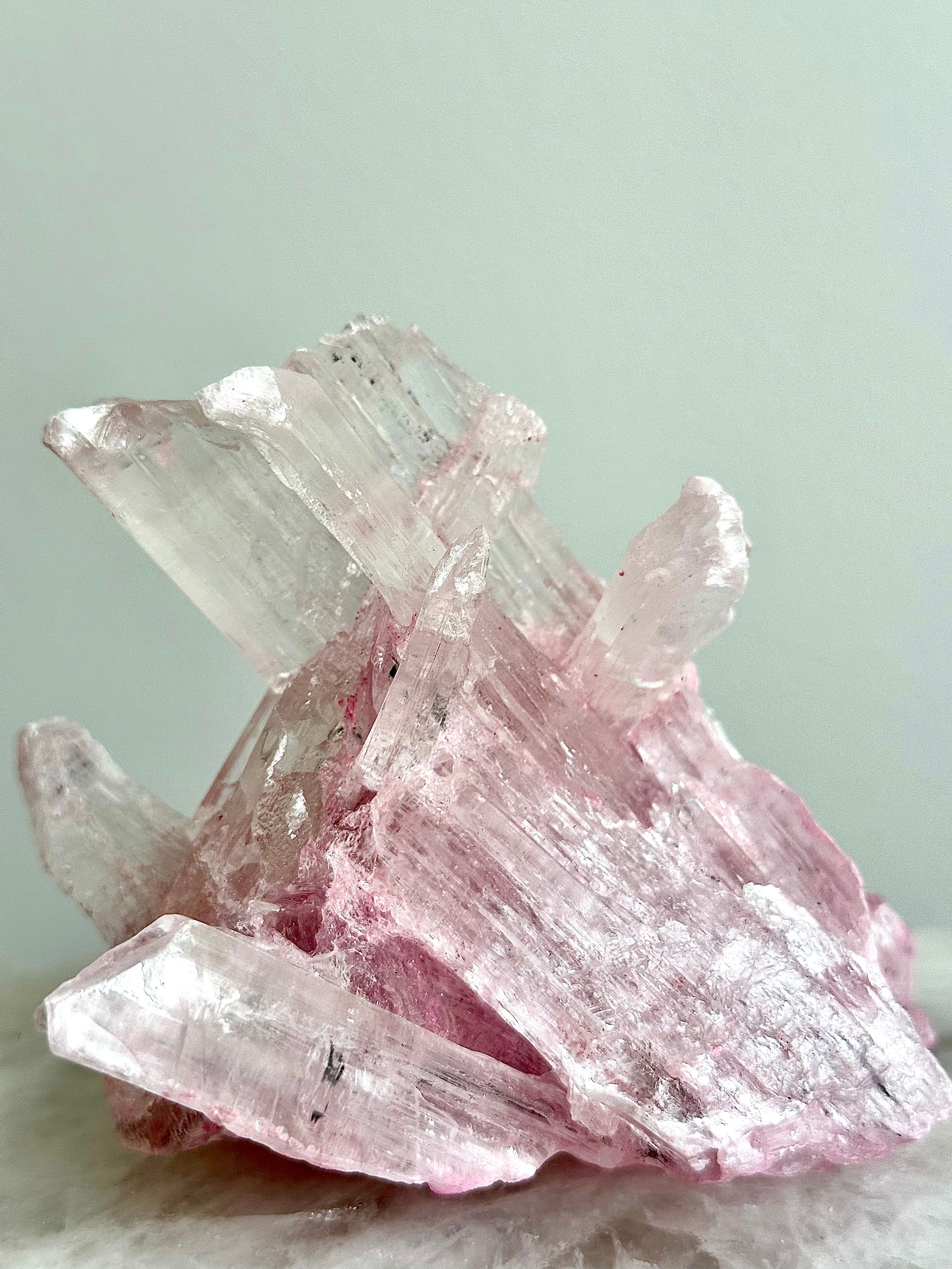 Pink Selenite Cluster L Yunan Province China Stones and Embers